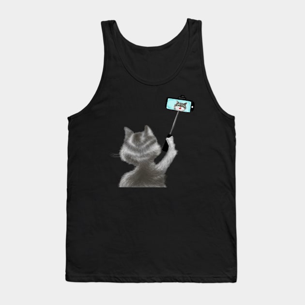 Funny Cat Selfie Gift Tank Top by Merchweaver